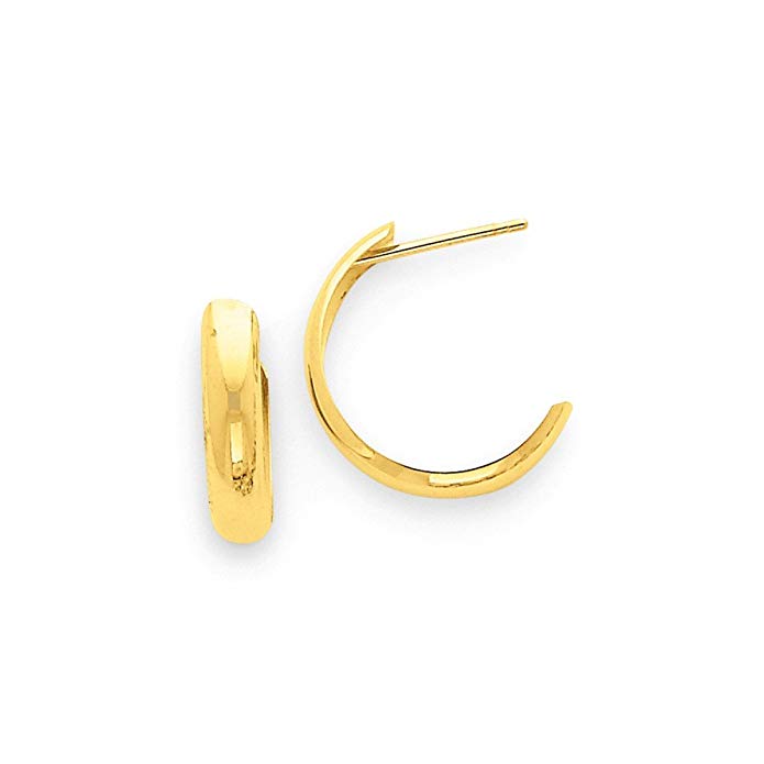 14k Yellow or White Gold Polished J-Hoop Earrings