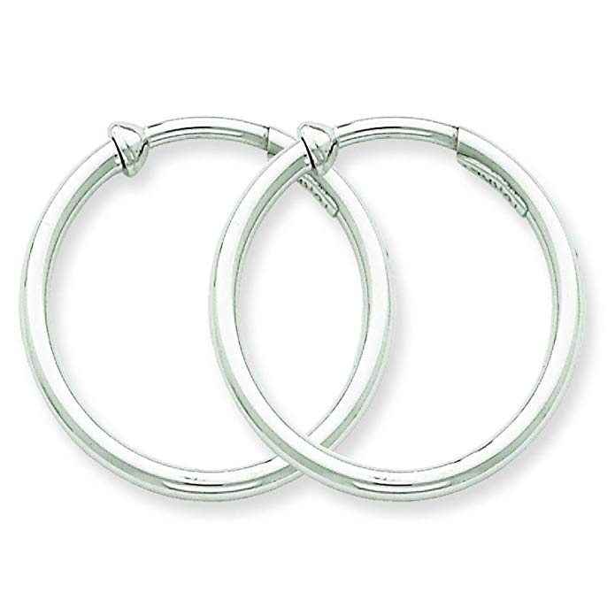 14K White Gold Clip On Hoop Earrings Ear Jewelry