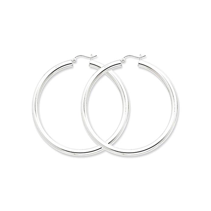 4mm Sterling Silver, Extra Large Round Hoop Earrings, 80mm (3 1/8 In)