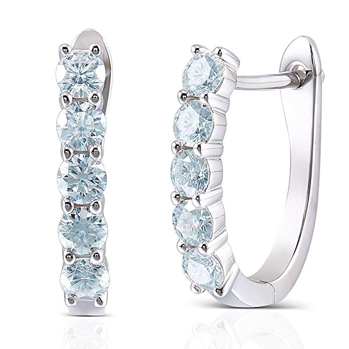 1.6CTW 3.5MM Moissanite Simulated Diamond Huggie Earrings U Hoop EarringsPlatinum Plated Silver for Women