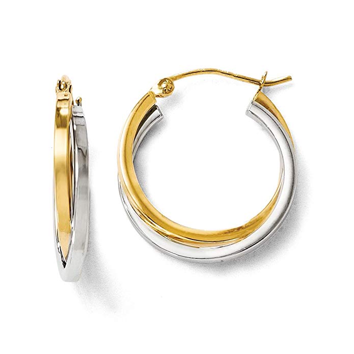 4mm Double Crossover Round Hoops in 14k Two Tone Gold, 20mm (3/4 Inch)