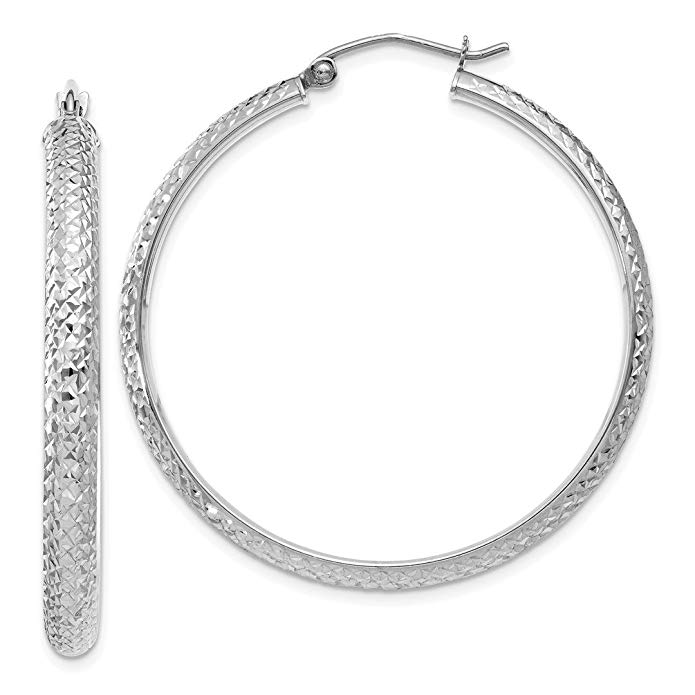 14kt White Gold 3.5x38mm Hoop Earrings Ear Hoops Set Fine Jewelry For Women Gift Set