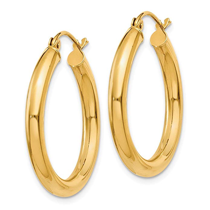 Designs by Nathan, Classic 14K Yellow Gold Tube Hoop Earrings: Seamless, Hollow, and Lightweight