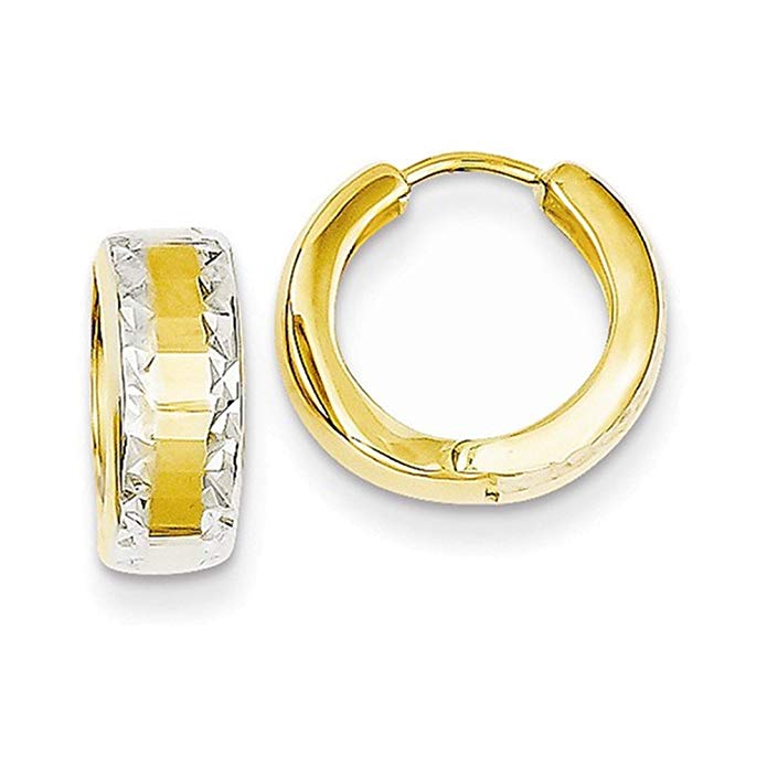 14k & Rhodium Hinged Hoop Earrings