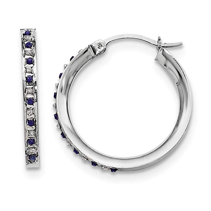 925 Sterling Silver Diamond Sapphire Round Hoop Earrings Ear Hoops Set Fine Jewelry For Women Gift Set