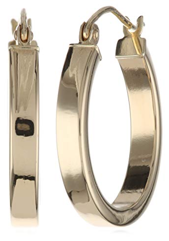 14k Yellow Gold High Polish 3mm Flat Hoop Earrings