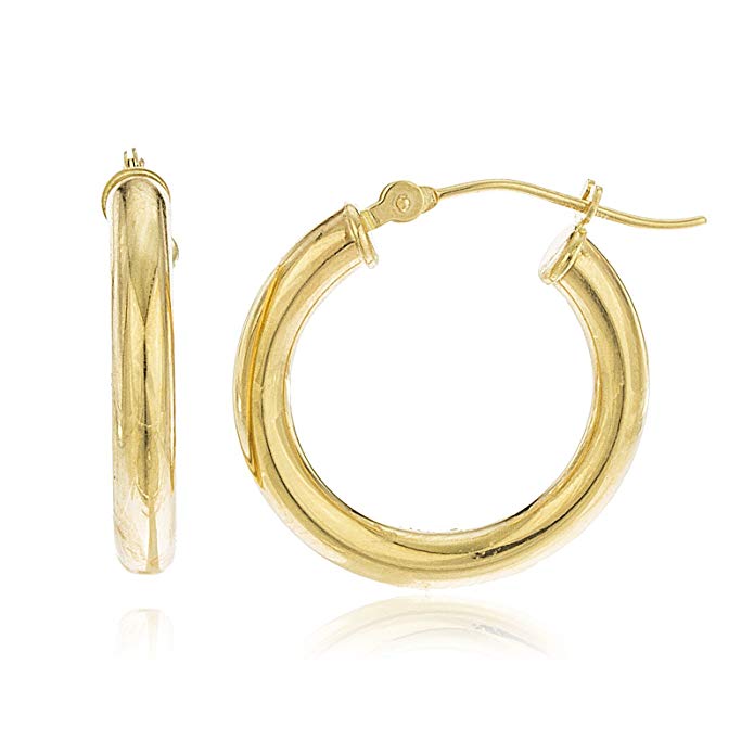 14k Gold 3mm .75 Inch (20mm) Basic Pincatch Hoop Earrings (GO-602)