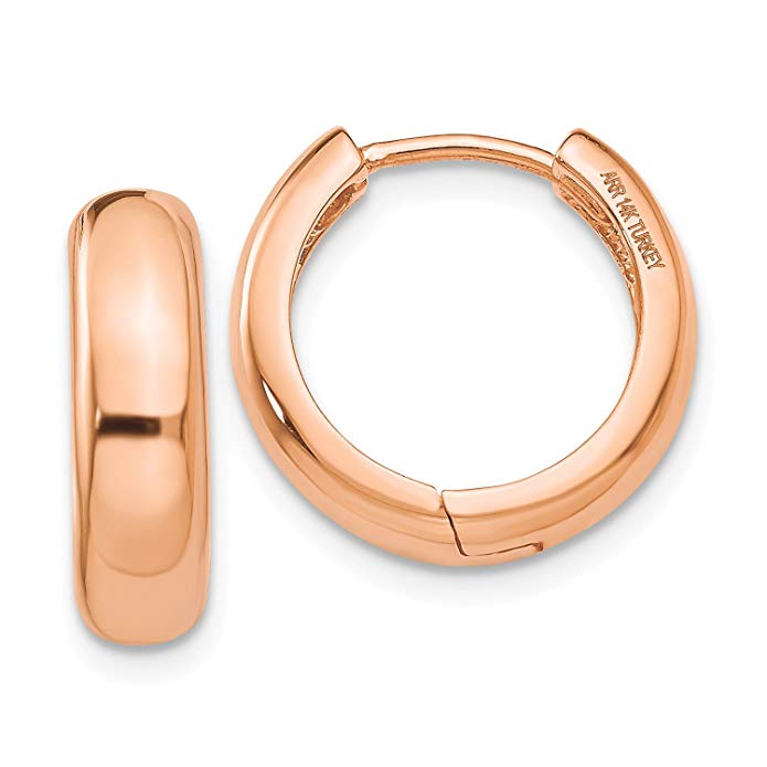 Roy Rose Jewelry 14K Rose Gold Hinged Hoop Earrings ~ 18mm length