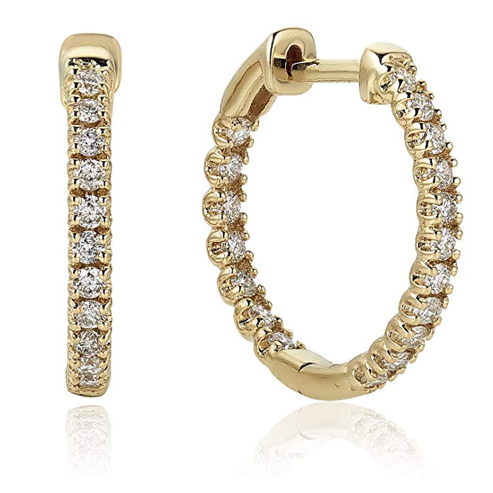 Diamond 1/2 ct Hoop Earrings in 14K Yellow Gold