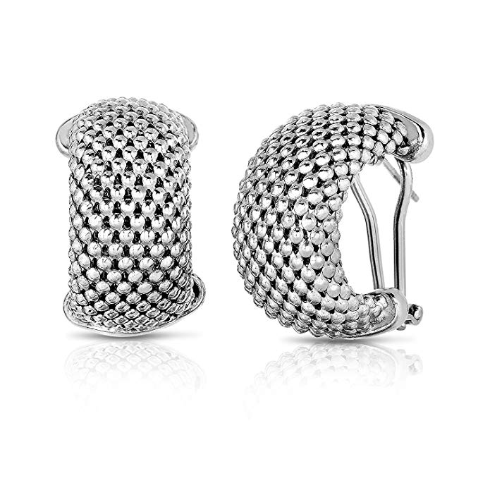 MCS Jewelry Sterling Silver Yellow, White OR Rose Gold Plated Mesh Earrings (Length: 22 mm)