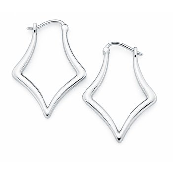 Diamond Shaped Hoop Earrings in 925 Sterling Silver