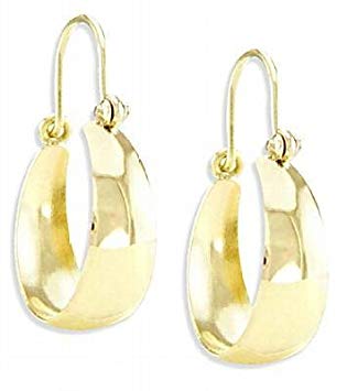 14k Yellow Gold Classic Plain Hoop Huggie Earrings 1