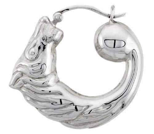 Sterling Silver High Polished Medium Horse Head Earrings