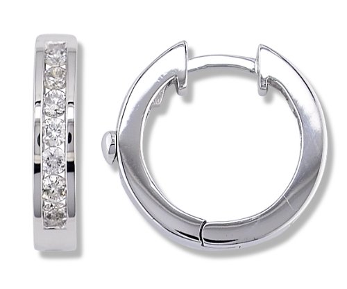 1/2 Carat Channel Set Diamond Earrings in White Gold (with Safety Lock)