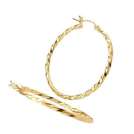 Twist Vine Hoop Earrings 14k Yellow Gold Women's 3/4 inch