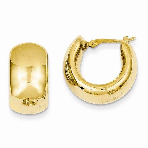 14k Yellow Gold Wide Puffed Hoop Earrings (18mm x 9mm)