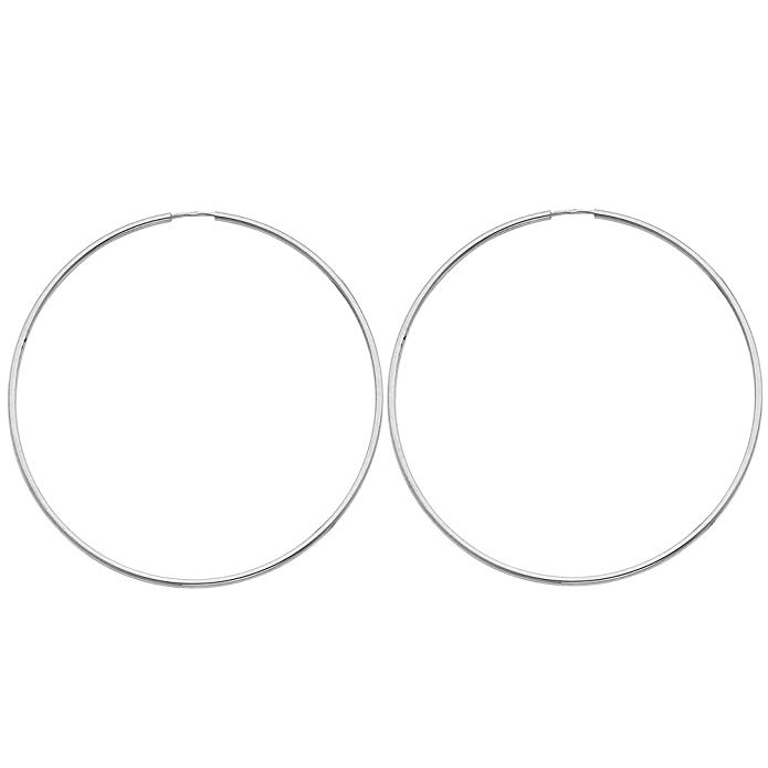 14k Gold 1.5mm High Polished Large Endless Hoop Earrings - 60mm