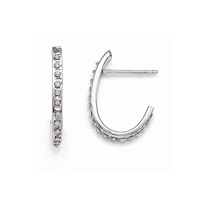 14k White Gold Polished Post Earrings Diamond Fascination Hoop Earrings