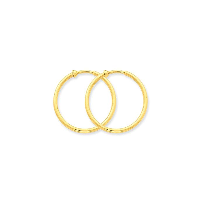 14k Yellow Gold Non-Pierced Hoop Earrings (1IN Long)