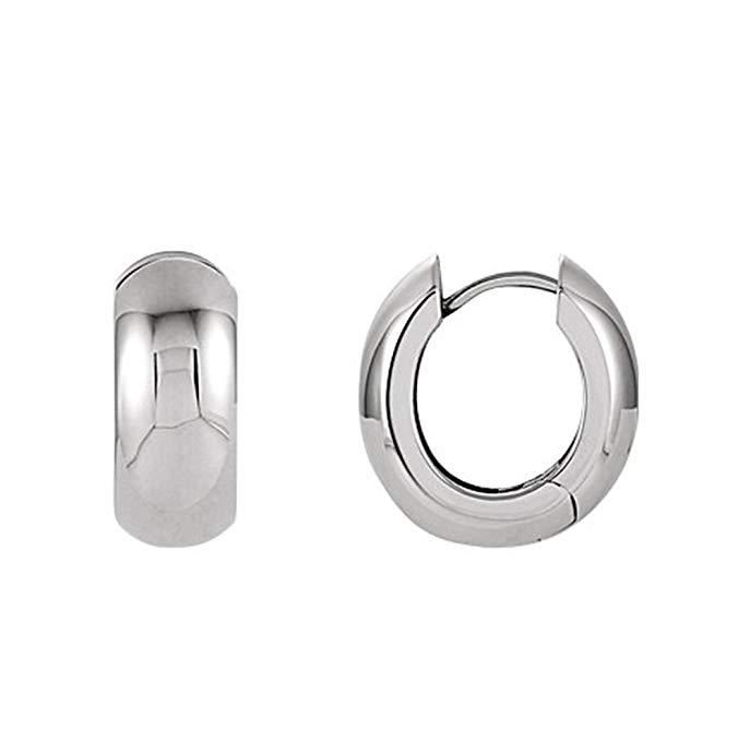 Sterling Silver Wide Hinged Huggie Hoop Earrings.65 In (16.75mm) (7mm Tube)