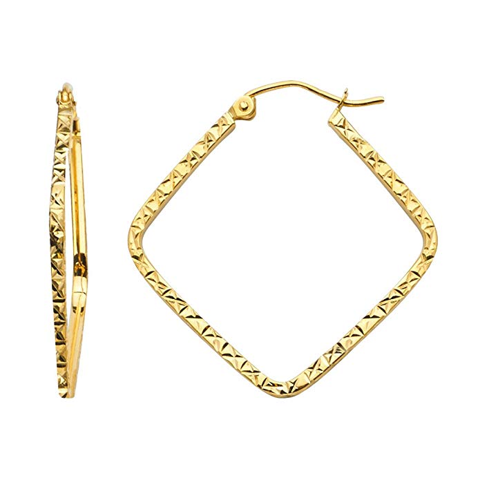 14k Yellow Gold 1.5mm Thickness Square Hoop Earrings (25 x 25 mm)