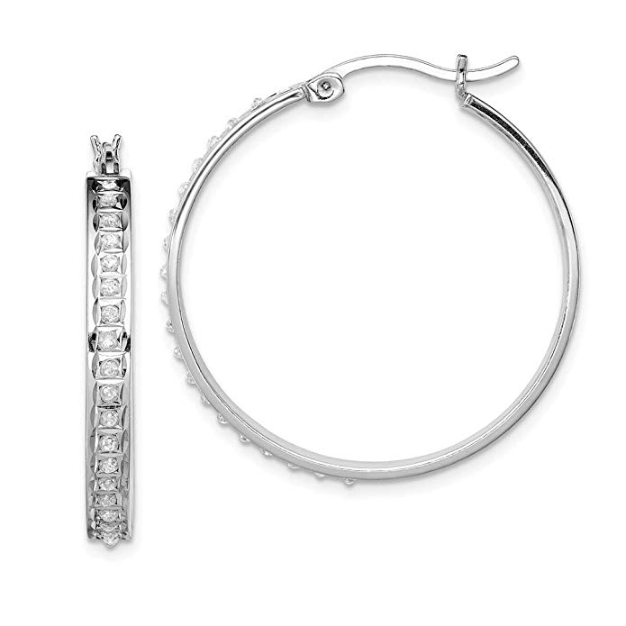 925 Sterling Silver Diamond Mystique Round Hoop Earrings Ear Hoops Set Fine Jewelry For Women Gift Set