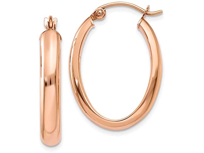 Finejewelers 14k Rose Gold Polished Half-round Oval Hoop Earrings