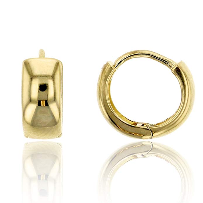 14K Yellow Gold High Polished 4.00x8.00mm Huggie Earring