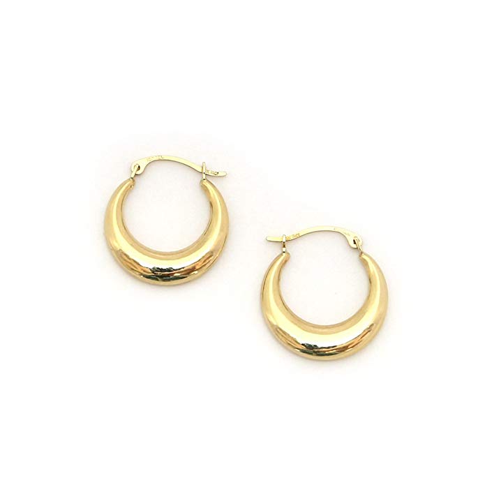 14k Yellow Gold 2mm Small Graduated Polished Hoop Earrings, 0.7