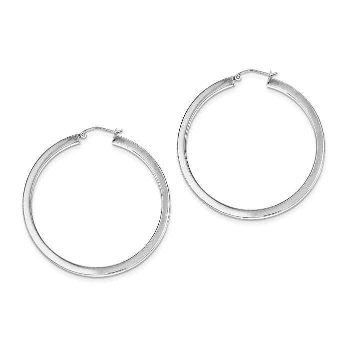 Designs by Nathan 925 Sterling Silver Round Seamless Square Tube Hoop Earrings, Choice of Sizes