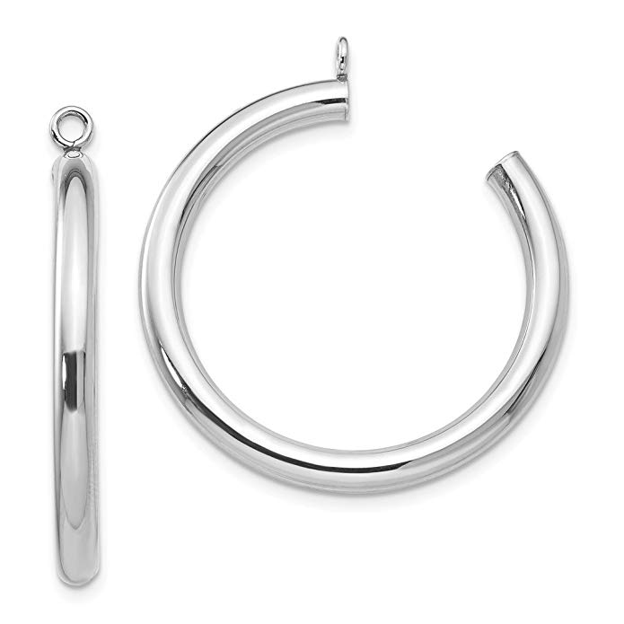 14kt White Gold Tube Hoop Earrings Ear Hoops Set Jacket Jackets Studs Fine Jewelry For Women Gift Set