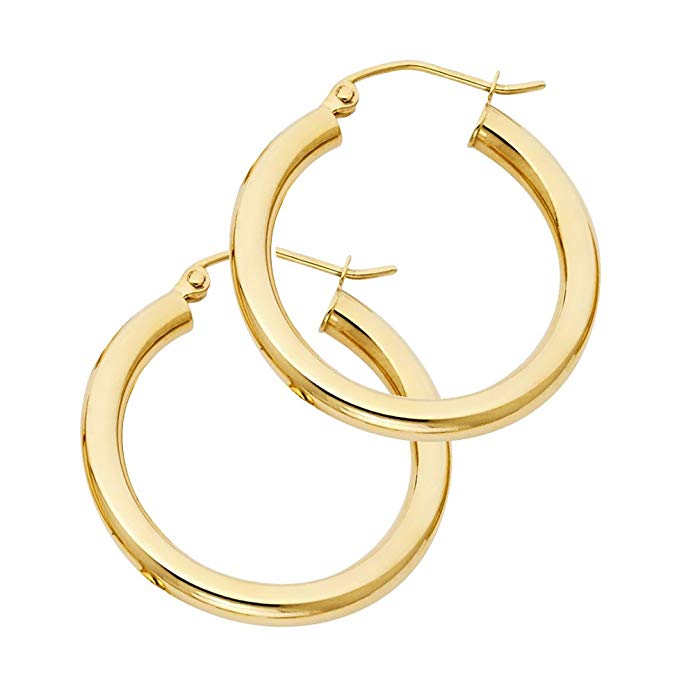 14k Yellow Gold 3mm Thickness Hoop Earrings (24mm Diameter)