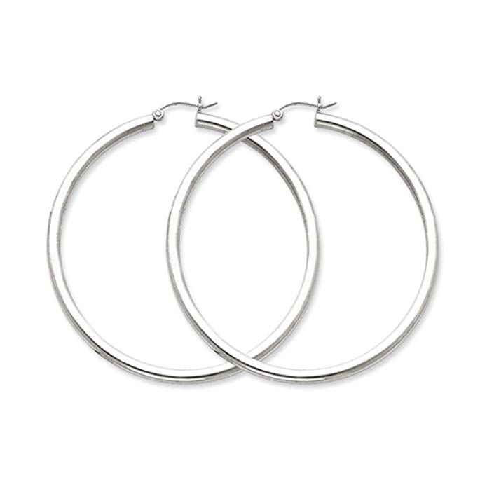 3mm Sterling Silver, Extra Large Round Hoop Earrings, 70mm (2 3/4 In)