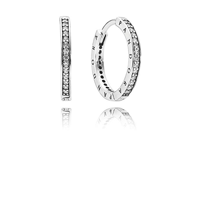 PANDORA 290558CZ Sterling Silver Signature Hoop Earrings (18mm)