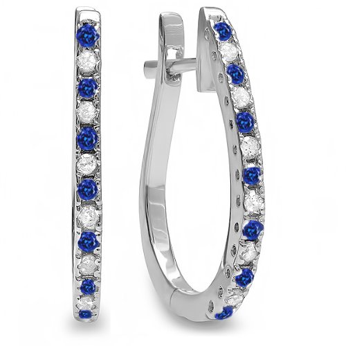 14K White Gold Ladies Hoop Earrings