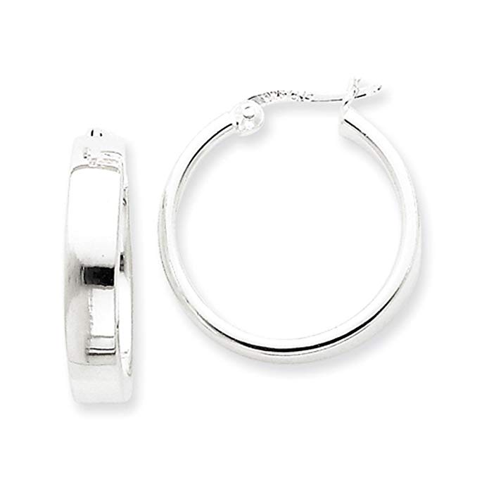 5mm, Sterling Silver Polished Round Hoop Earrings - 30mm (1 3/16 Inch)