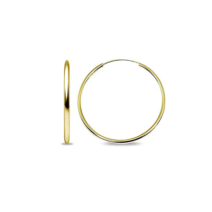 14k Gold High Polished 2x50mm Continuous Endless Round Hoop Earrings