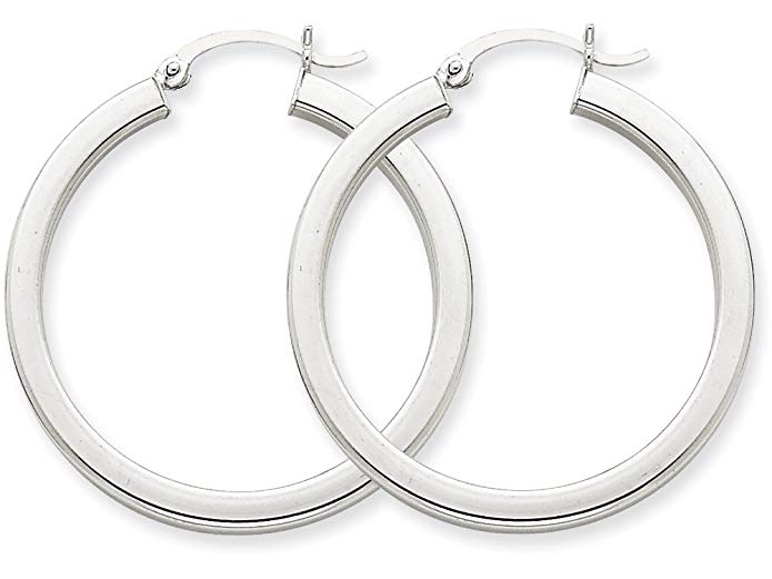 Finejewelers 14k White Gold 3mm Polished Square Tube Hoop Earrings