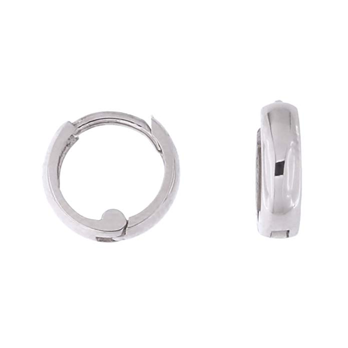 14k Yellow, White or Rose Gold 2.5mm Tiny Huggie Hoop Cartilage Earrings, 9mm (3/8 in)