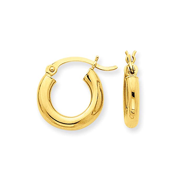 3mm, 14k Yellow Gold Classic Round Hoop Earrings, 35mm (1 3/8 Inch)