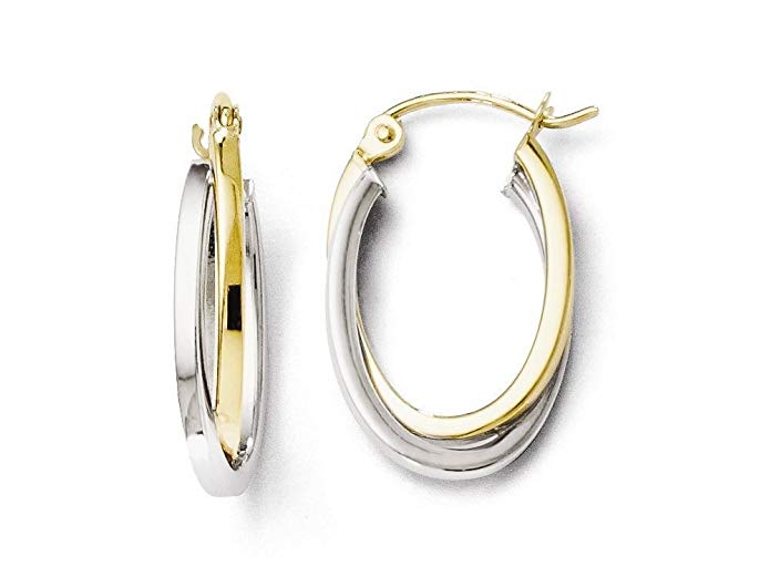 Finejewelers 10k Two-tone Polished Hinged Hoop Earrings 10 kt Two Tone Gold