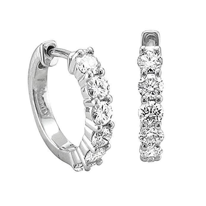 14K Gold 6 Diamond Hoop Diamond Earrings (3/4 Carat) - IGI Certified