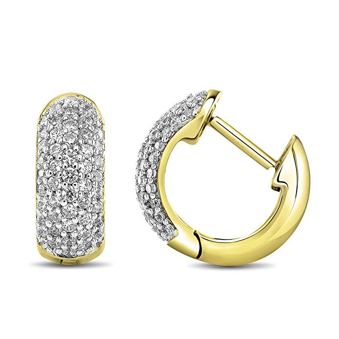 0.50 Ct. White Natural Diamond Hoop Earrings 18K Gold for Women (IJ-I2I3)