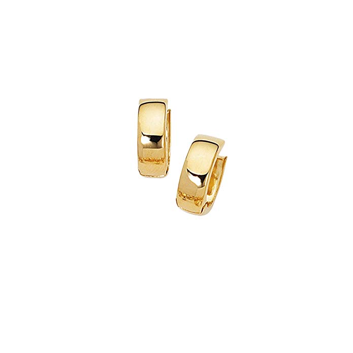 JewelStop 10k Yellow Gold 5mm Huggie Hoop Hinged Earrings, 1.9gr.