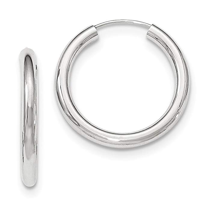 14k Gold Hollow Tube Endless Hoop Earrings (0.9