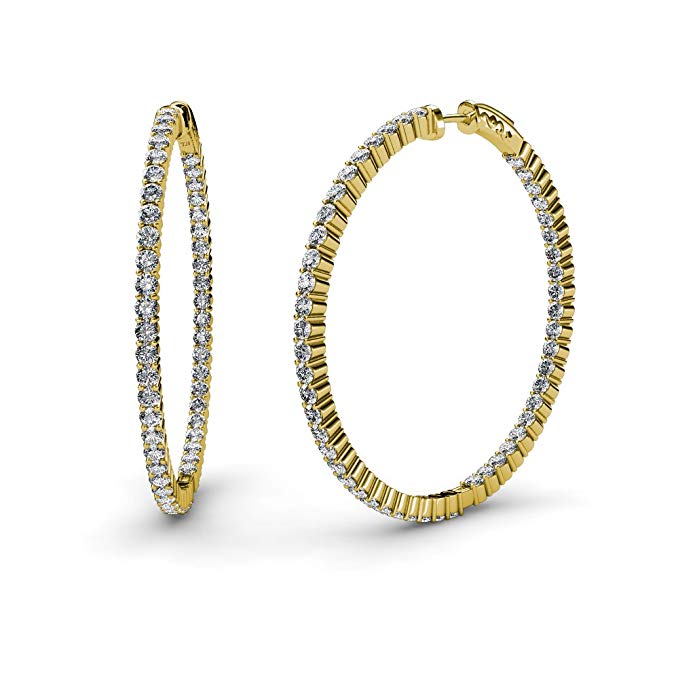 TriJewels Diamond Inside-Out Hoop Earrings (SI2-I1-Clarity, G-H-Color) 3.00 ct tw in 14K Yellow Gold