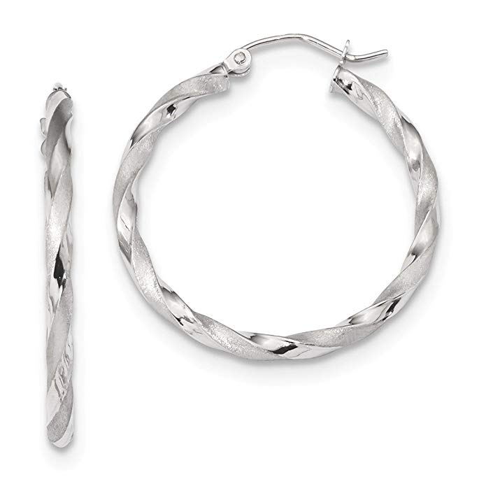 10kt White Gold Twisted Hoop Earrings Ear Hoops Set Fine Jewelry For Women Gift Set