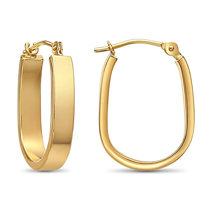 14k Gold Oval Hoop Earrings