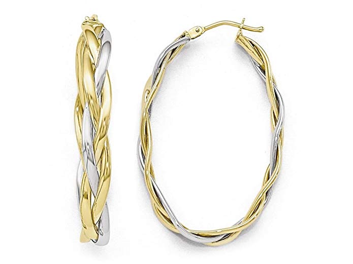 Finejewelers 10k Two-tone Polished Braided Hoop Earrings 10 kt Yellow Gold