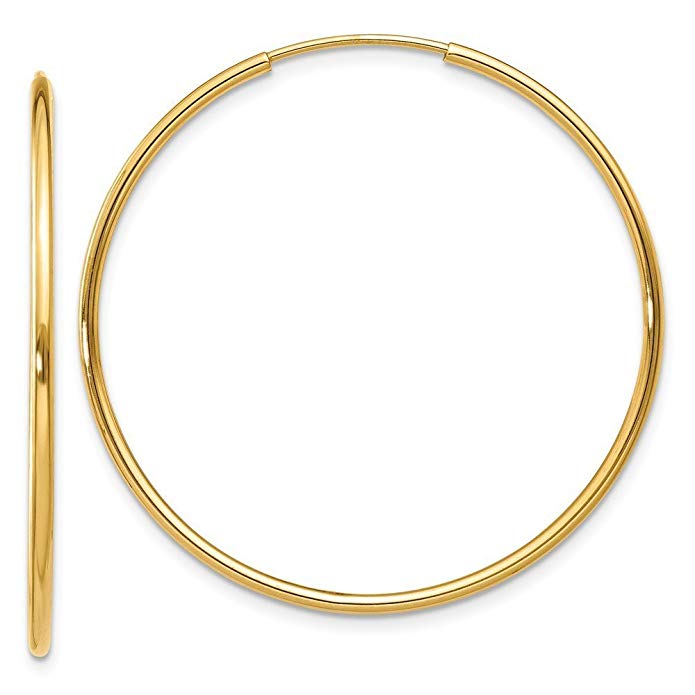 14k Yellow Gold 1.25mm Endless Hoop Earring (32mm Diameter)